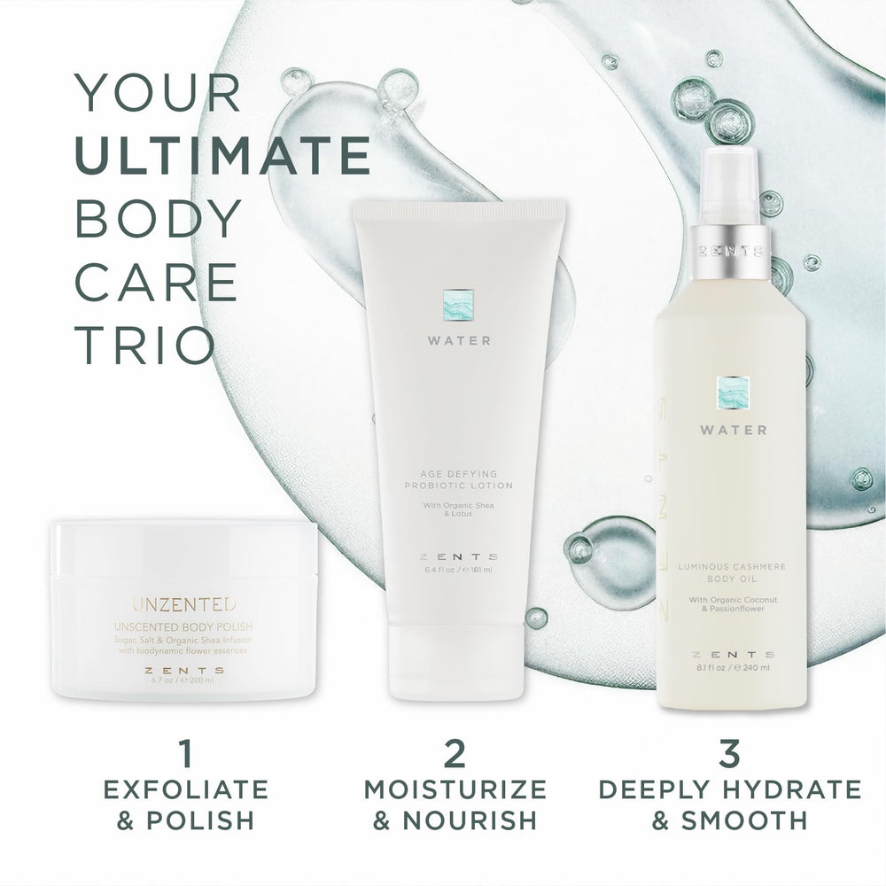 Zents after-shower hydration leaves skin refreshed and moisturized.