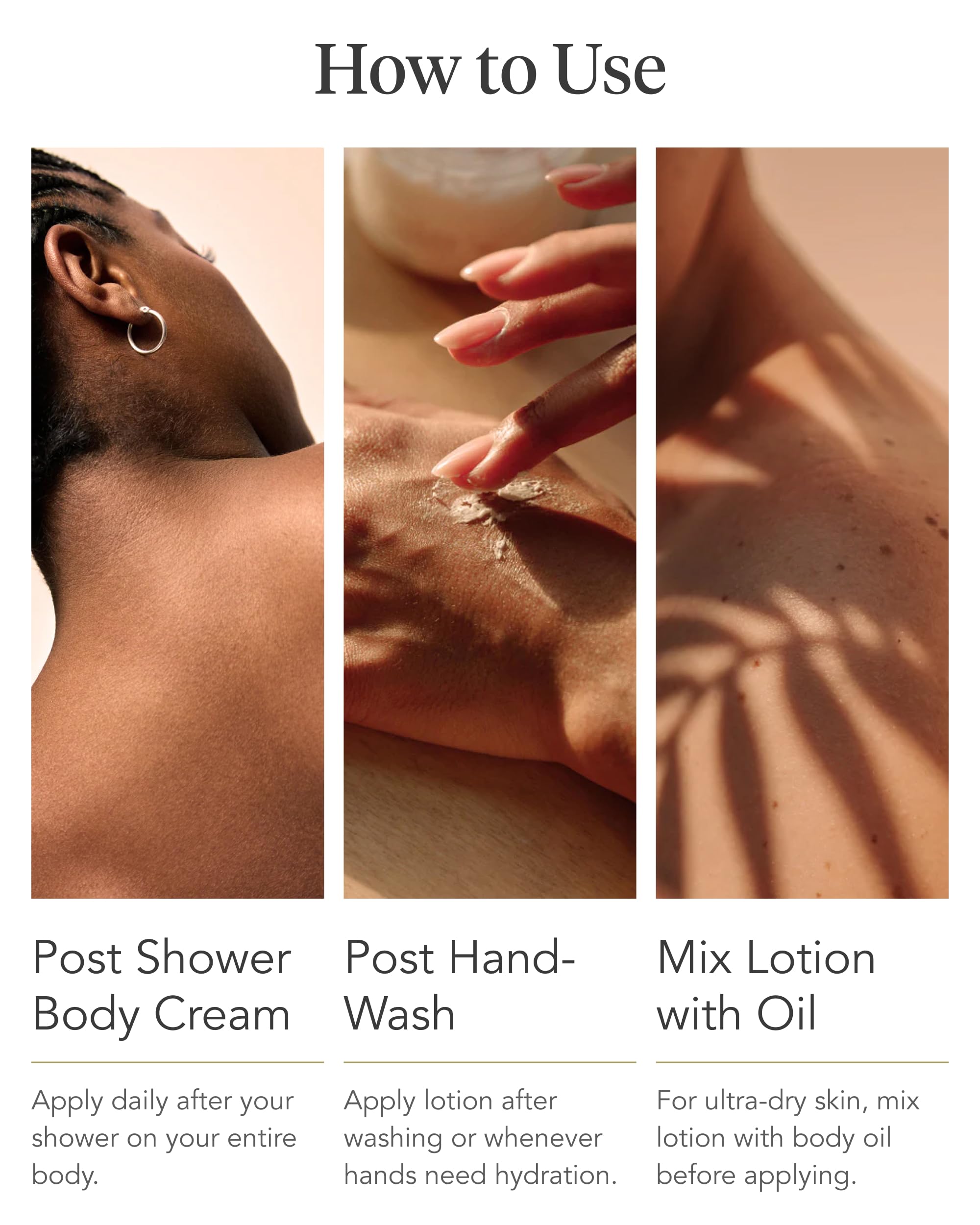 Applying Zents lotion to damp skin for better absorption as shown.