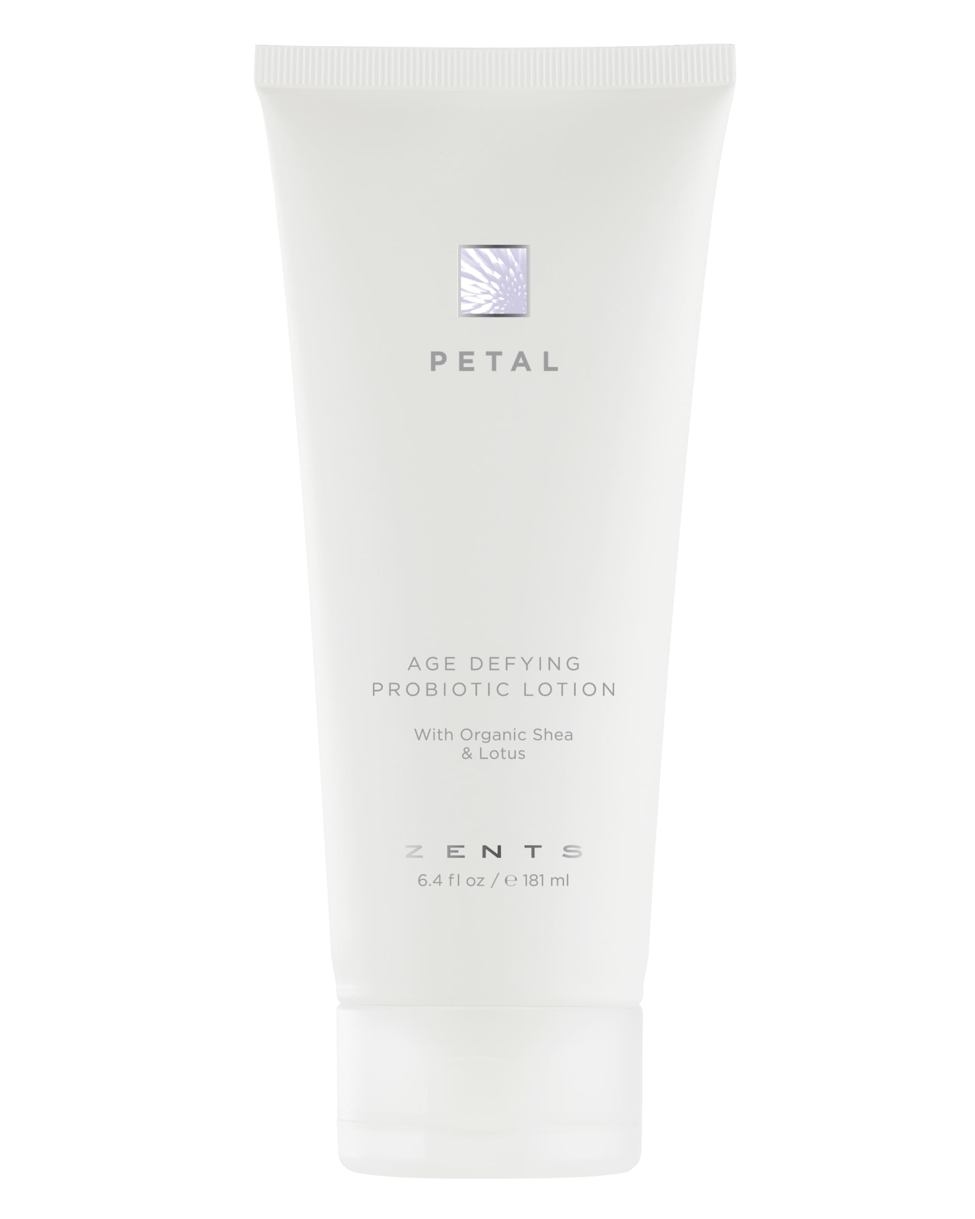 Zents Age-Defying Probiotic Body and Hand Lotion Petal bottle front for all-over moisture.