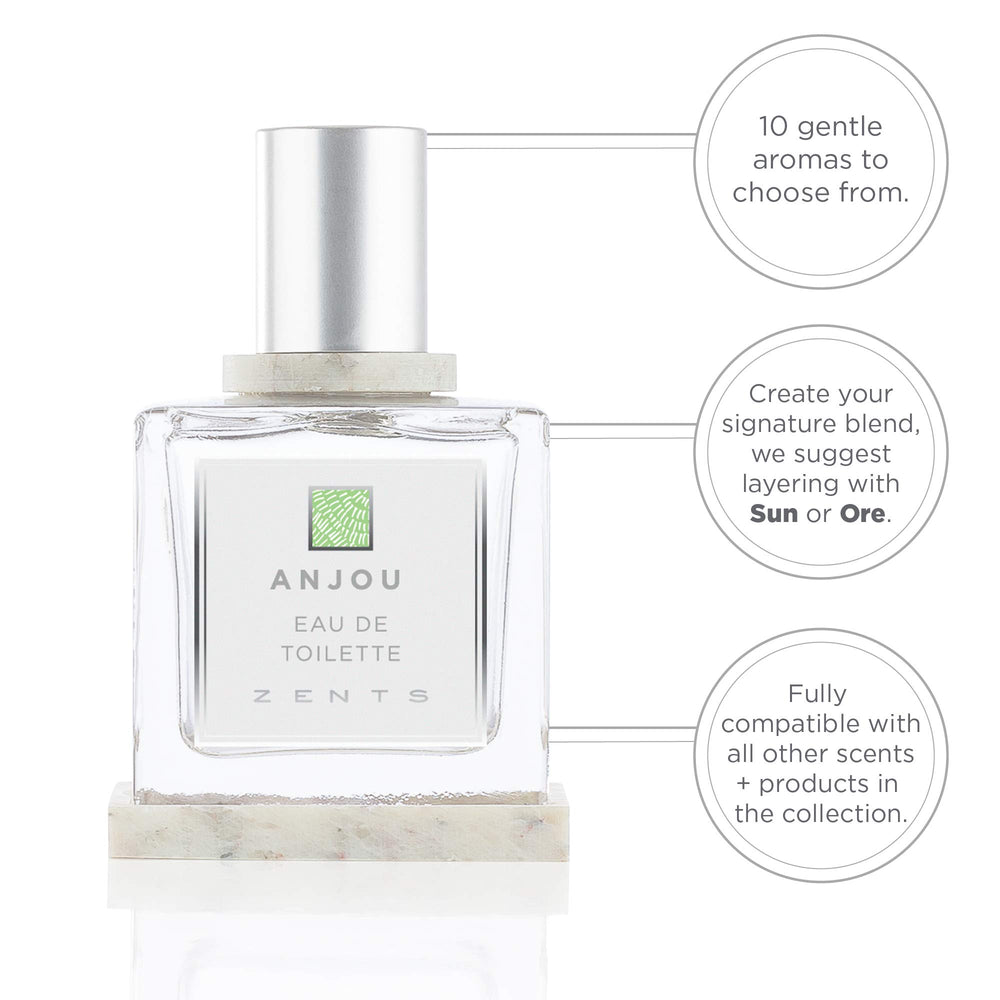 ZENTS Anjou green notes blend basil and mimosa for vibrant scent.
