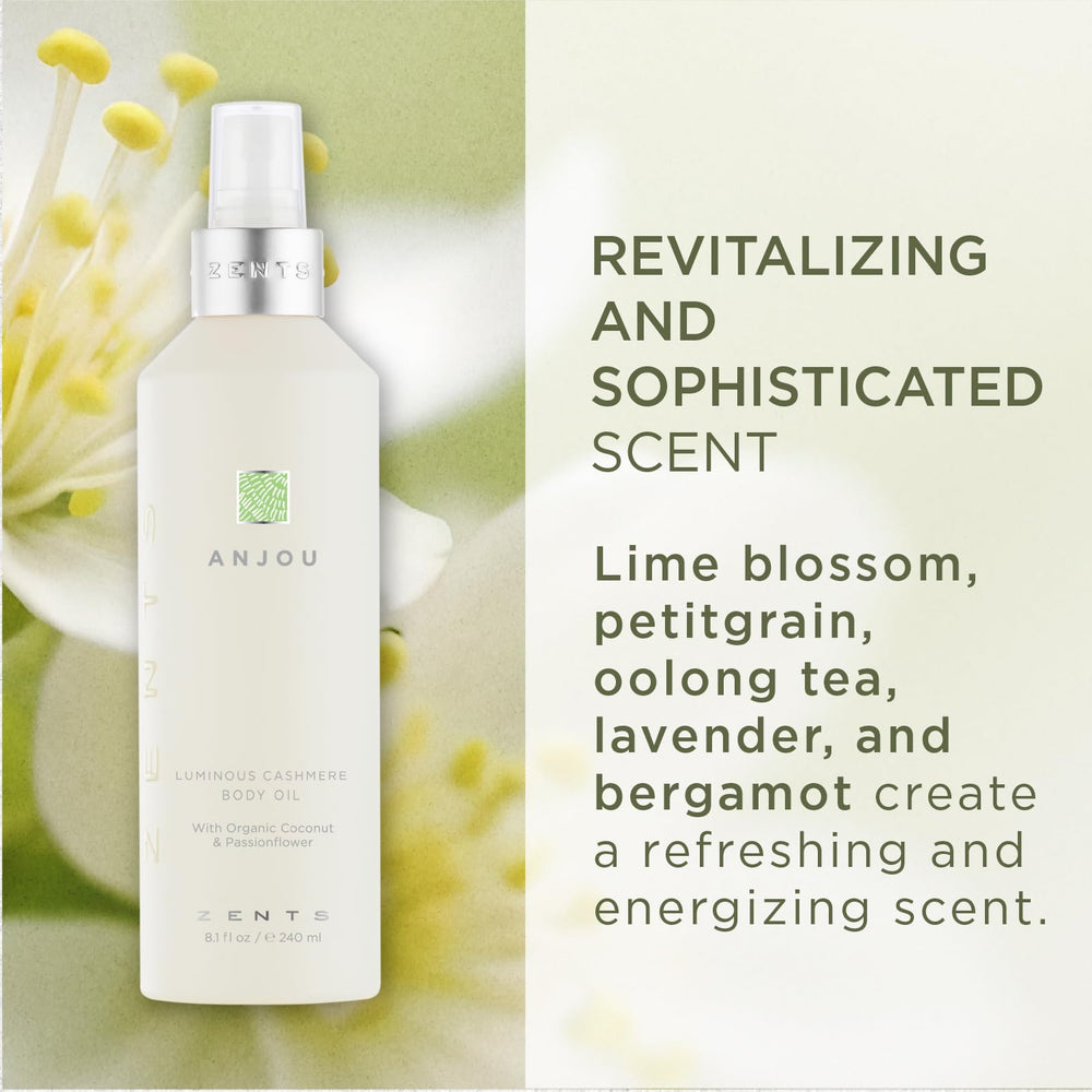 Applying Zents body oil to skin for smooth hydration.