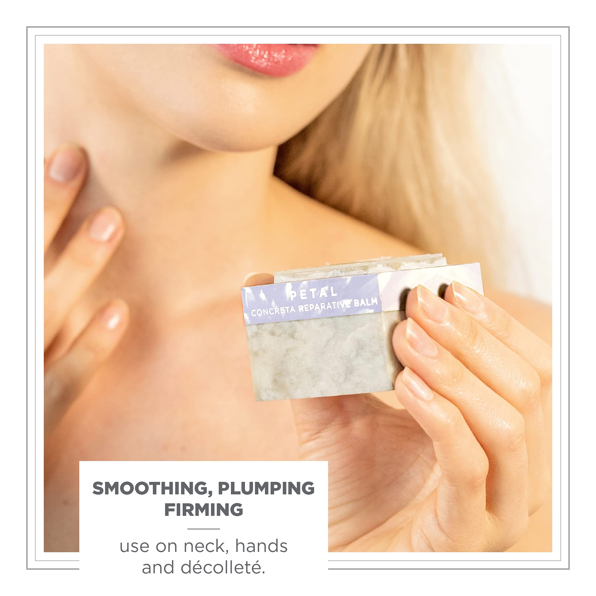 Concreta solid parfum with petal fragrance notes highlighted