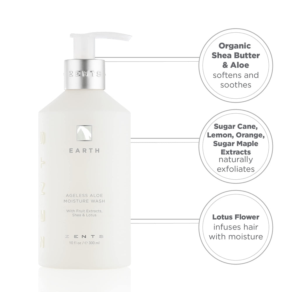 ZENTS Earth bath scene with milky exfoliating wash