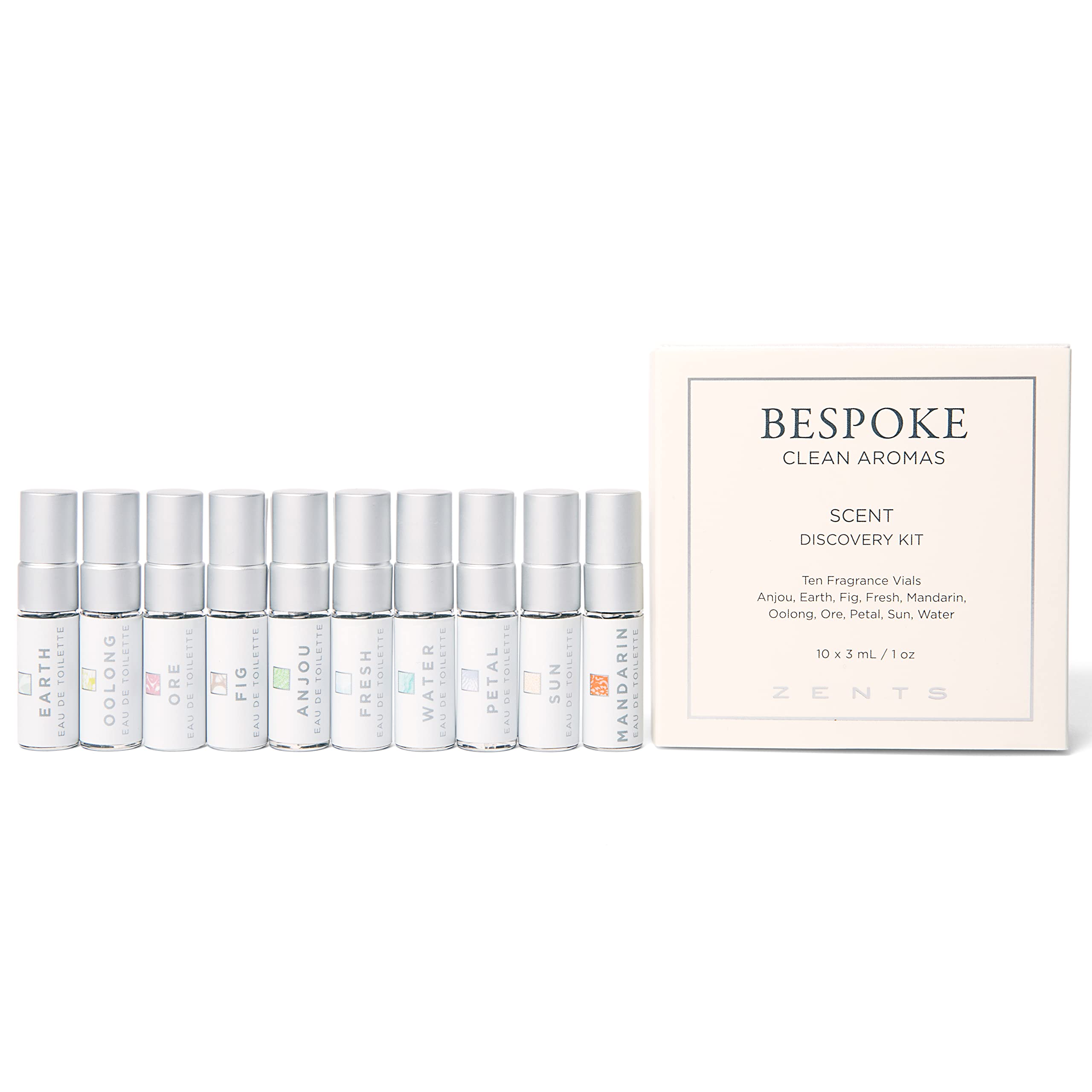ZENTS Fragrance Sampler with ten mini vials for scent discovery.