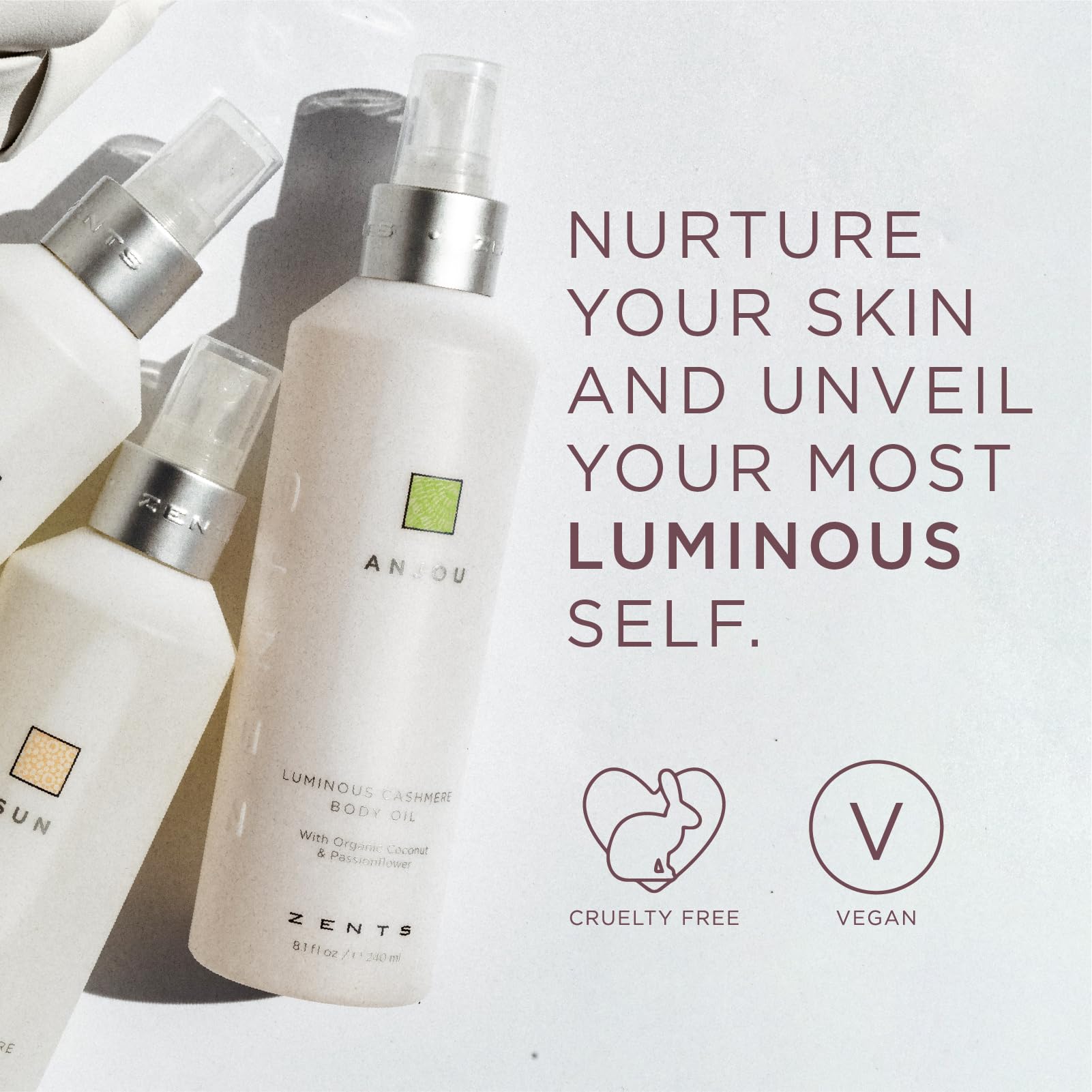 Ore fragrance notes of orris and ylang ylang in ZENTS product