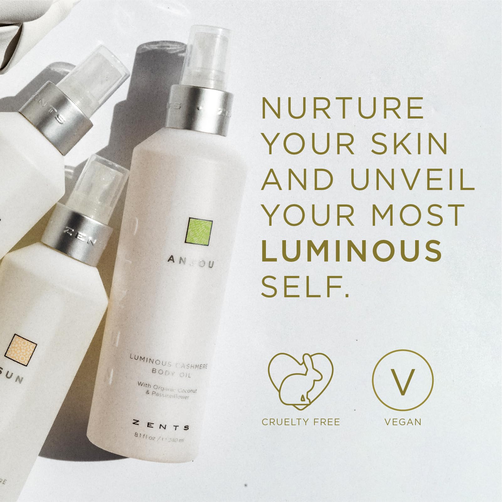 Zents Luminous Cashmere Body Oil Anjou after-shower glow on skin