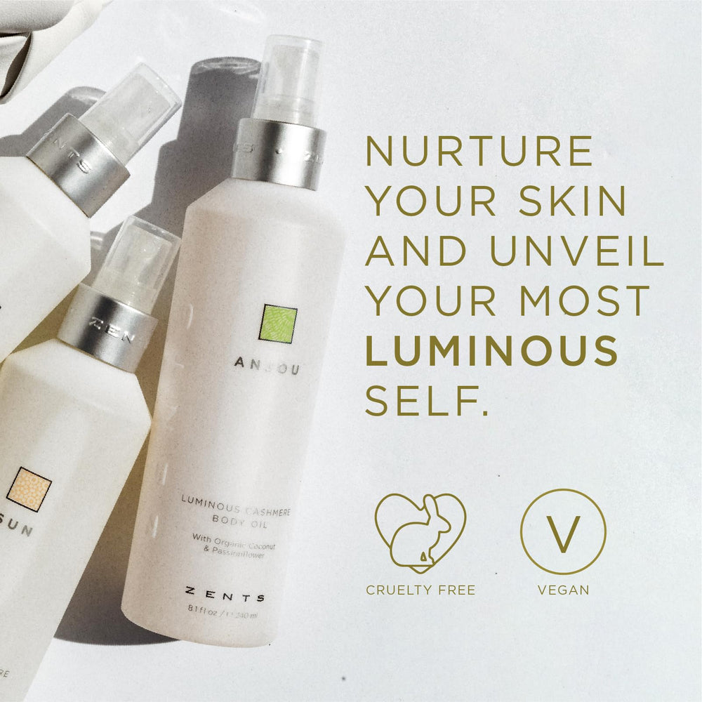Zents Luminous Cashmere Body Oil Anjou after-shower glow on skin
