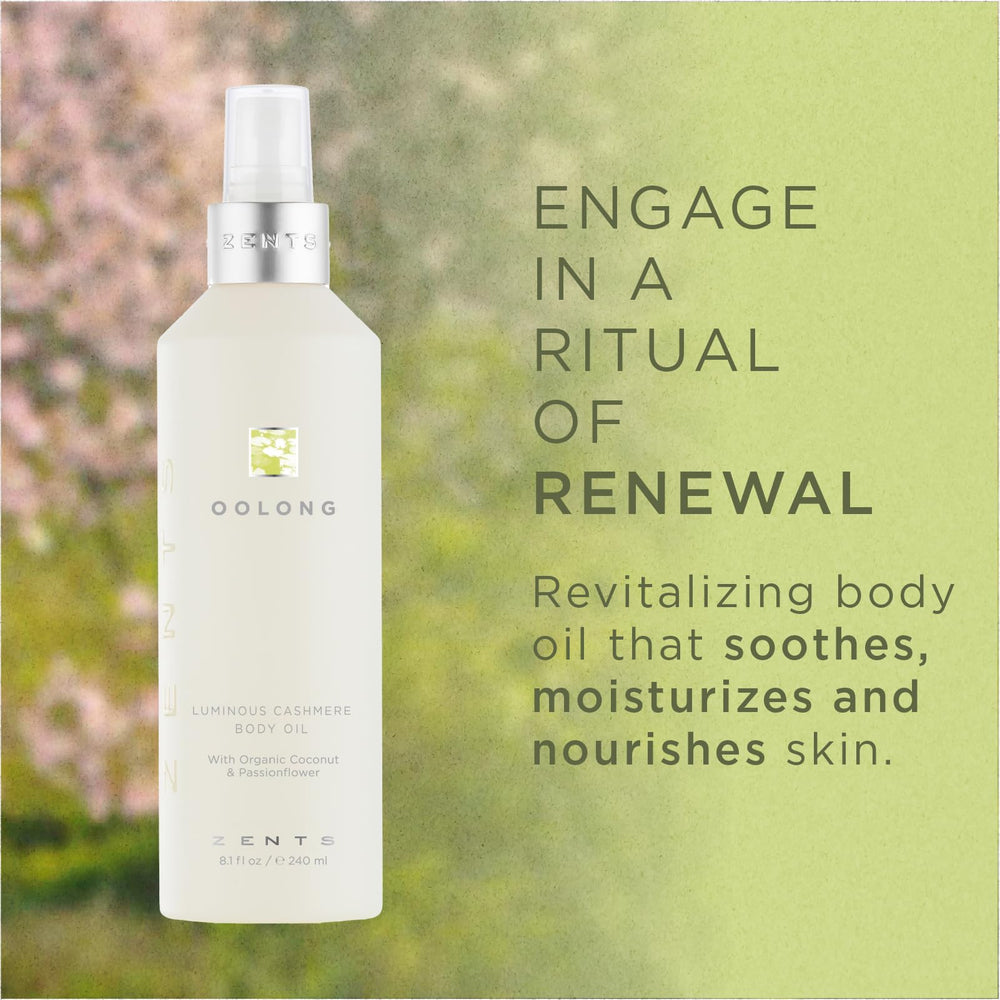 Zents Luminous Cashmere Body Oil Anjou spray application for lightweight hydration and sheen
