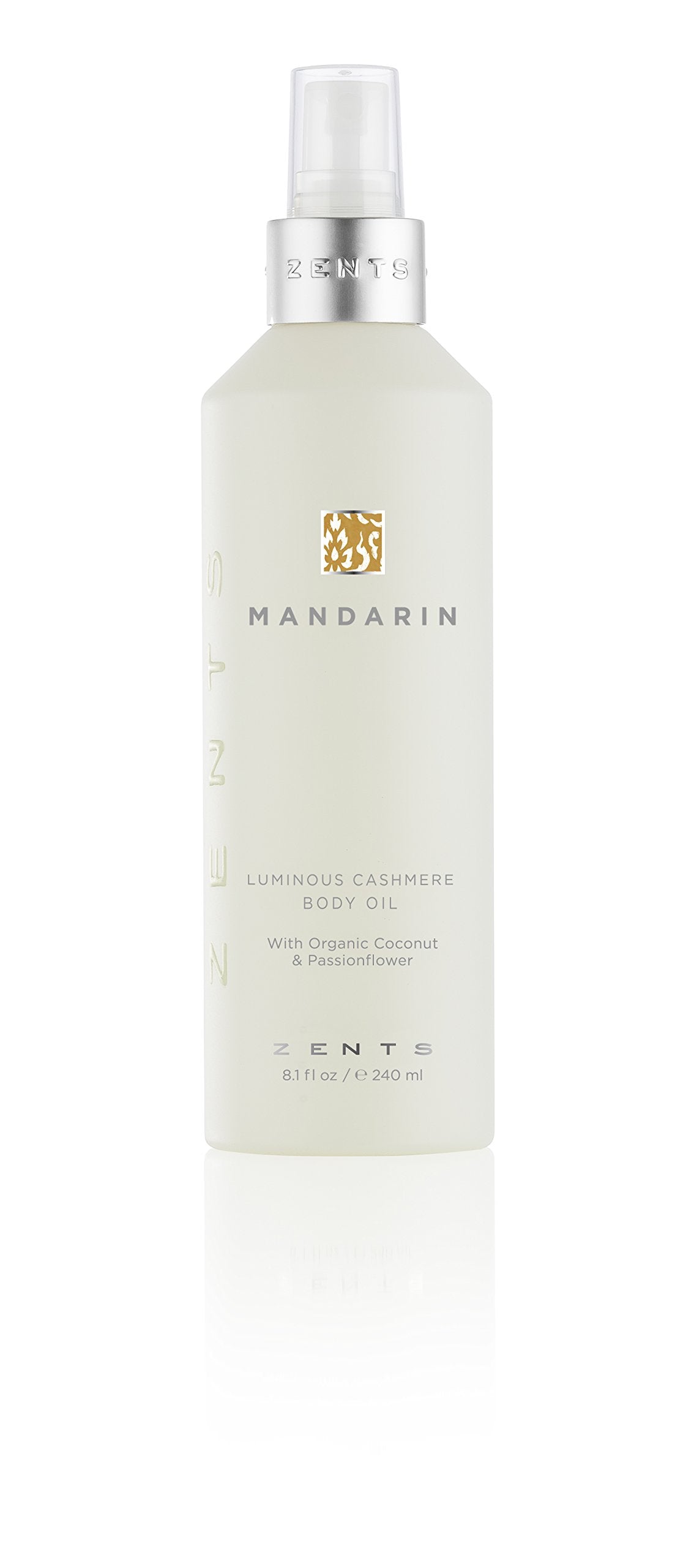 Zents Luminous Cashmere Body Oil bottle pour for radiant, moisturized skin