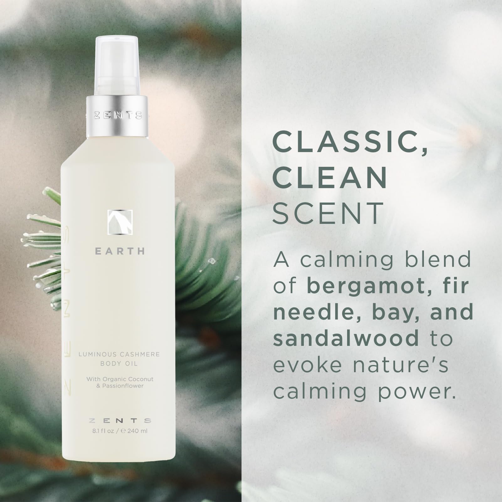 Zents Luminous Cashmere Body Oil application on forearm reveals radiant sheen.