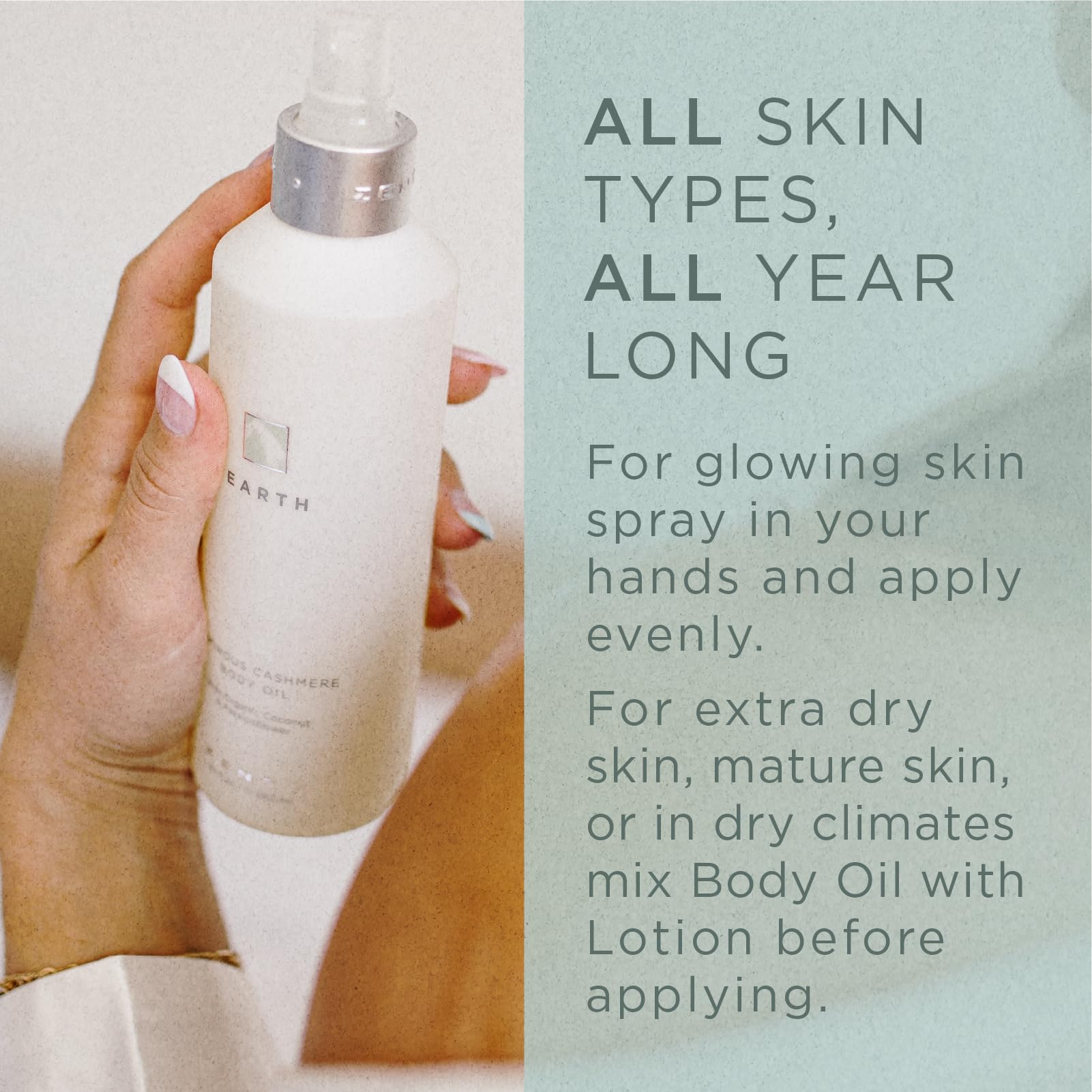 Zents Luminous Cashmere Body Oil ingredients highlight coconut oil and vitamin E benefits.