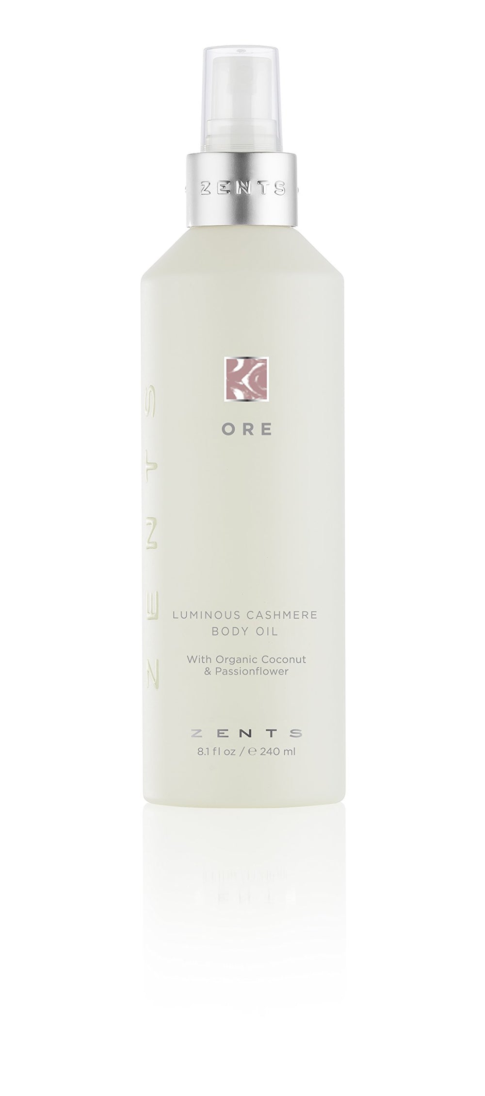 ZENTS Luminous Cashmere Body Oil bottle pour for lightweight hydration