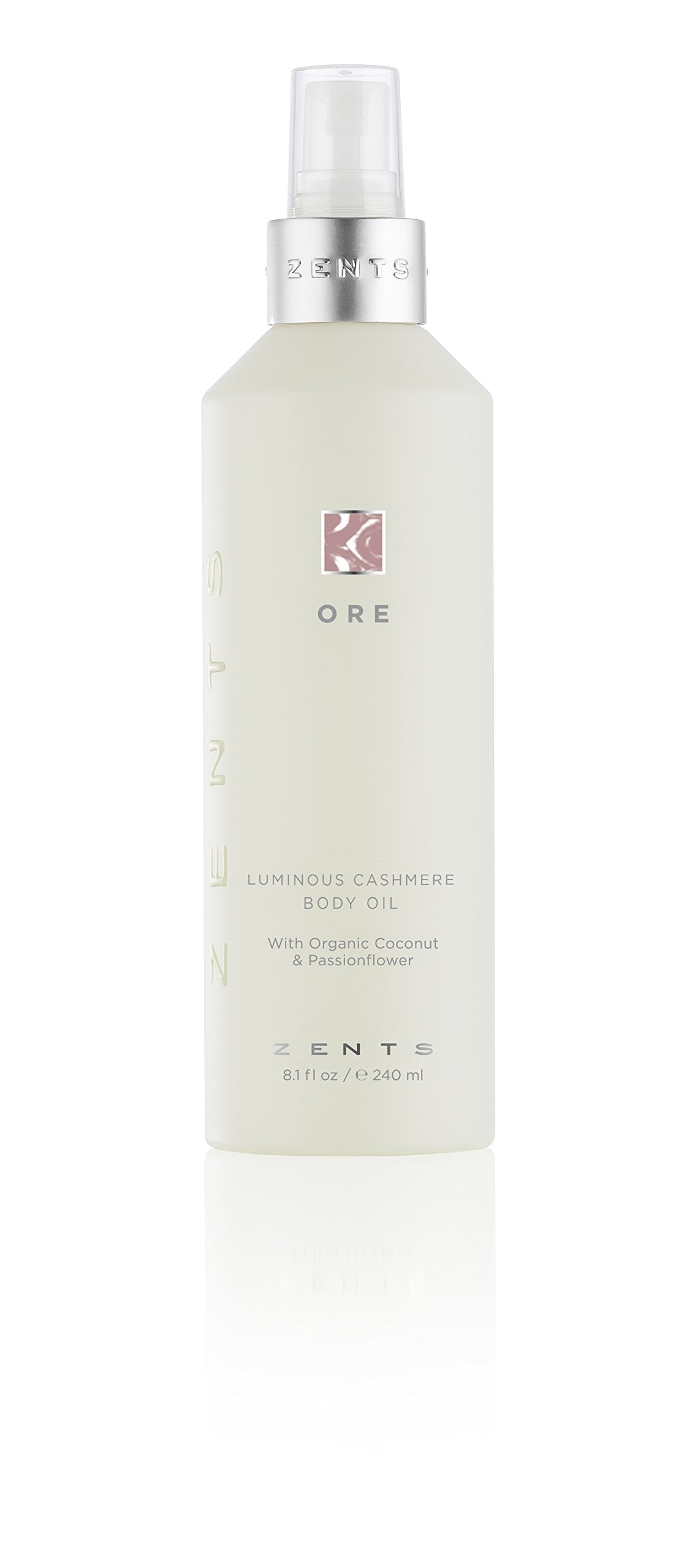 ZENTS Luminous Cashmere Body Oil bottle pour for lightweight hydration