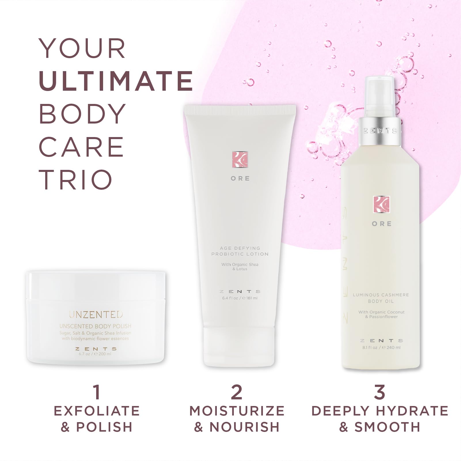 After-shower use of ZENTS Luminous Cashmere Body Oil absorbs quickly