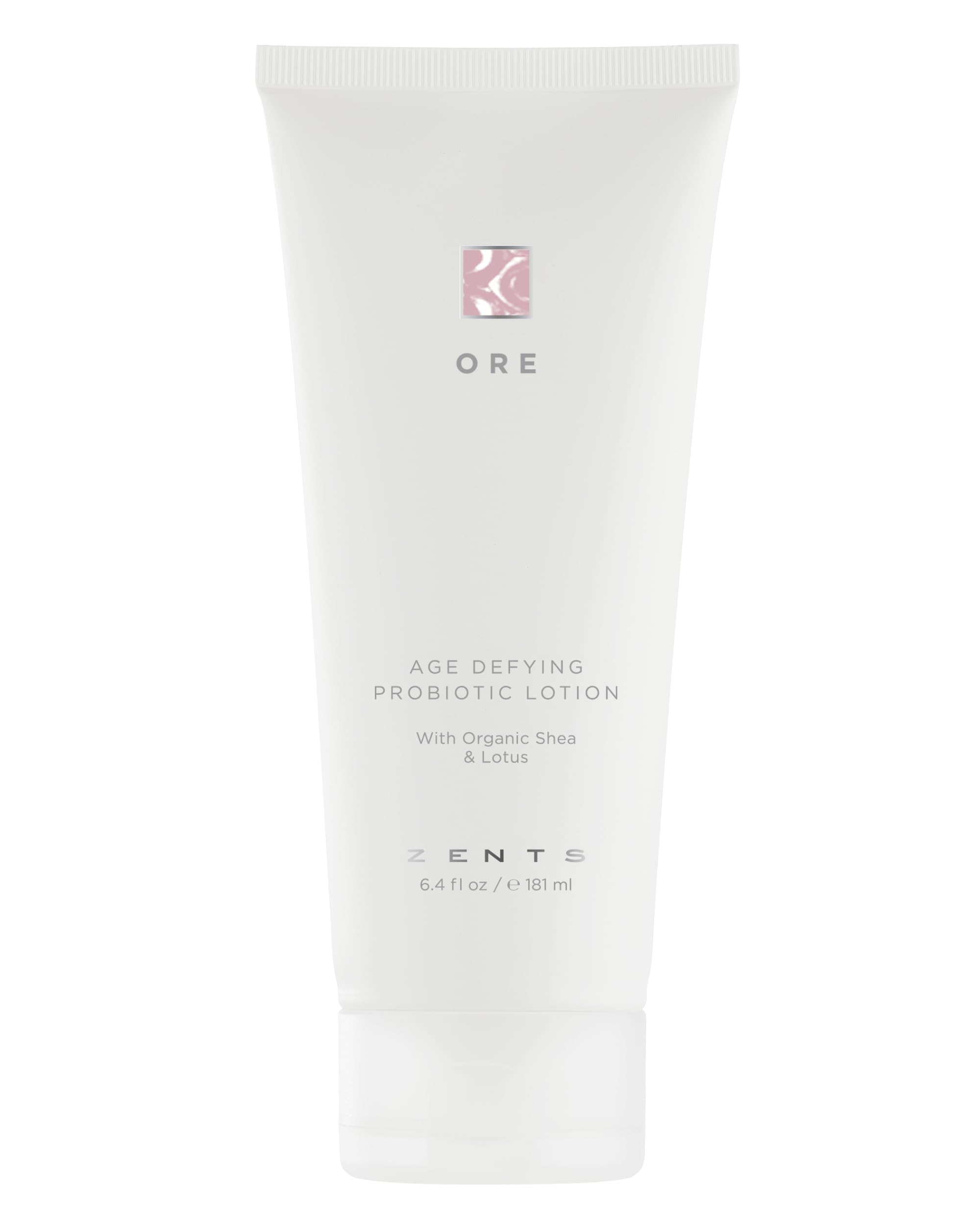 Zents Ore lotion bottle on a bathroom counter for all-day hydration.