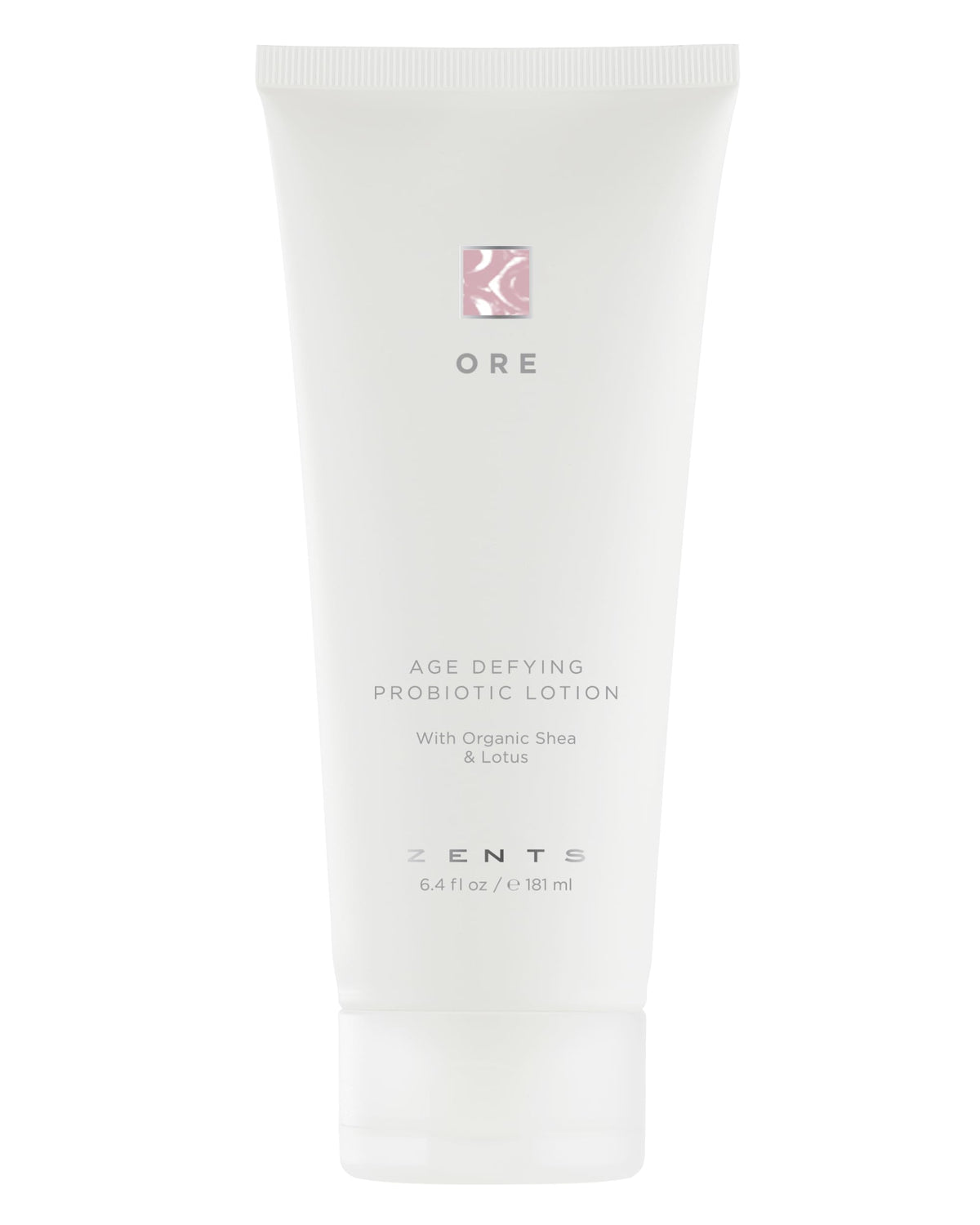 Zents Ore lotion bottle on a bathroom counter for all-day hydration.