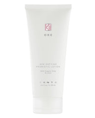 Zents Ore lotion bottle on a bathroom counter for all-day hydration.