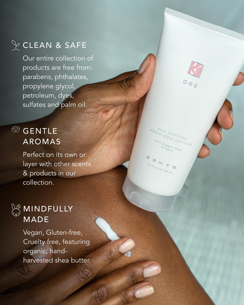 Zents Ore shelf display suggesting a spa-like daily ritual.