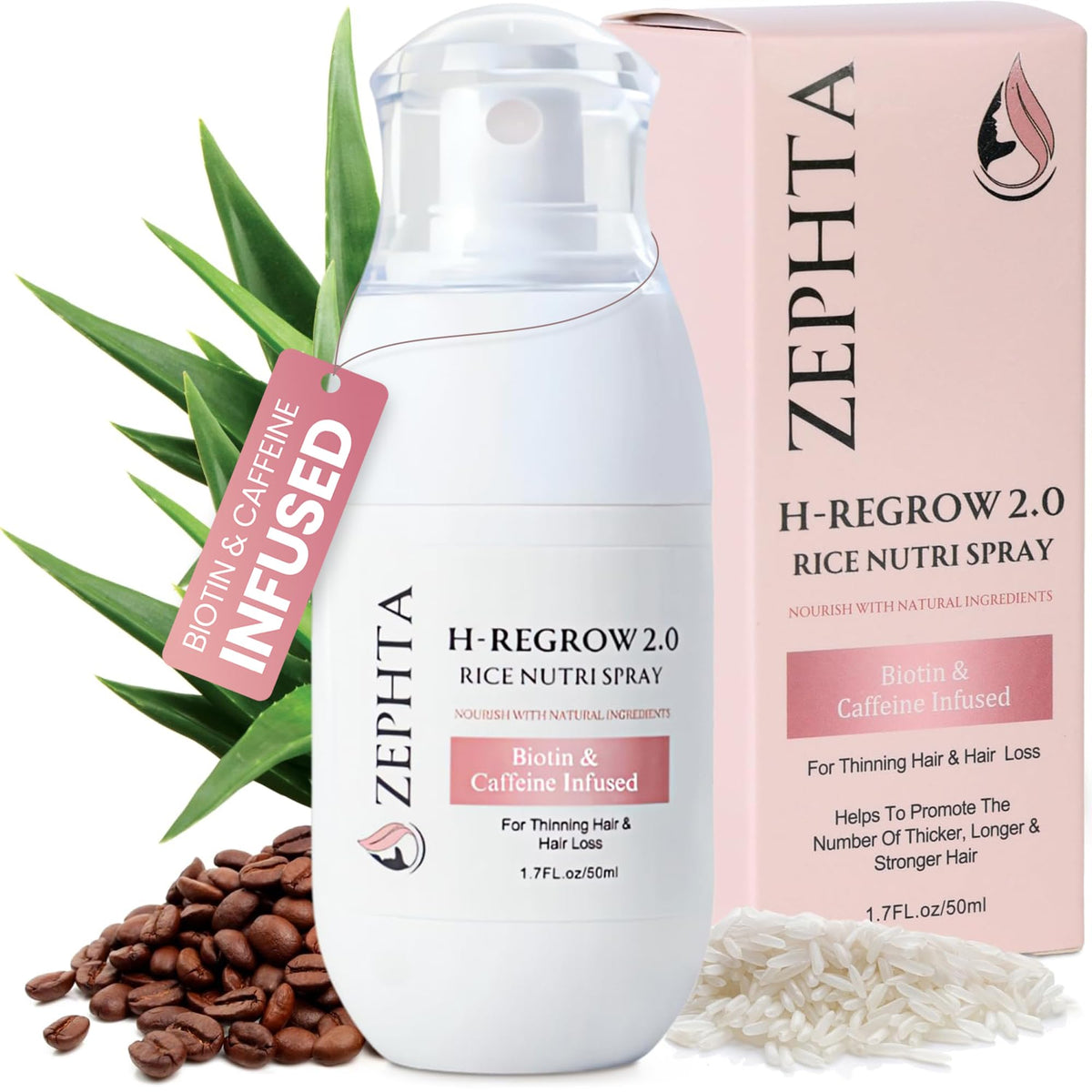 Zephta H-Regrow bottle pour for easy scalp application and even coverage.
