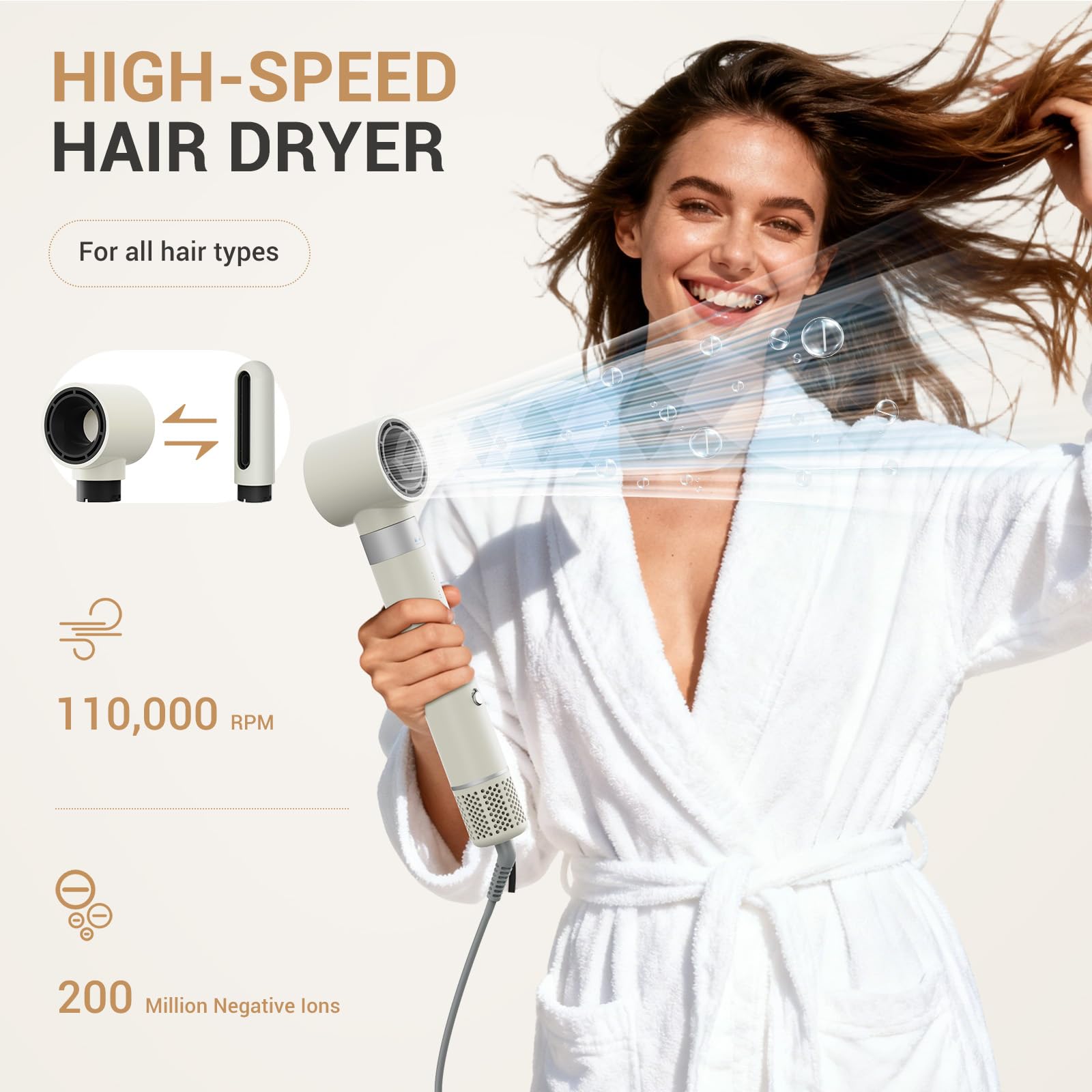 Zephyrluxe automatic curling irons with Coanda airflow for smooth curls.