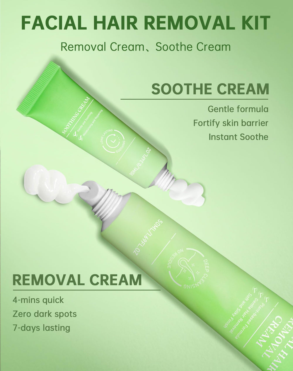 Zeponyx water-rinse removal cream cleans residue after use.