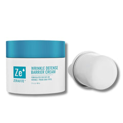 ZERAFITE Wrinkle Defense Barrier Cream container showing a fragrance-free formula for sensitive skin