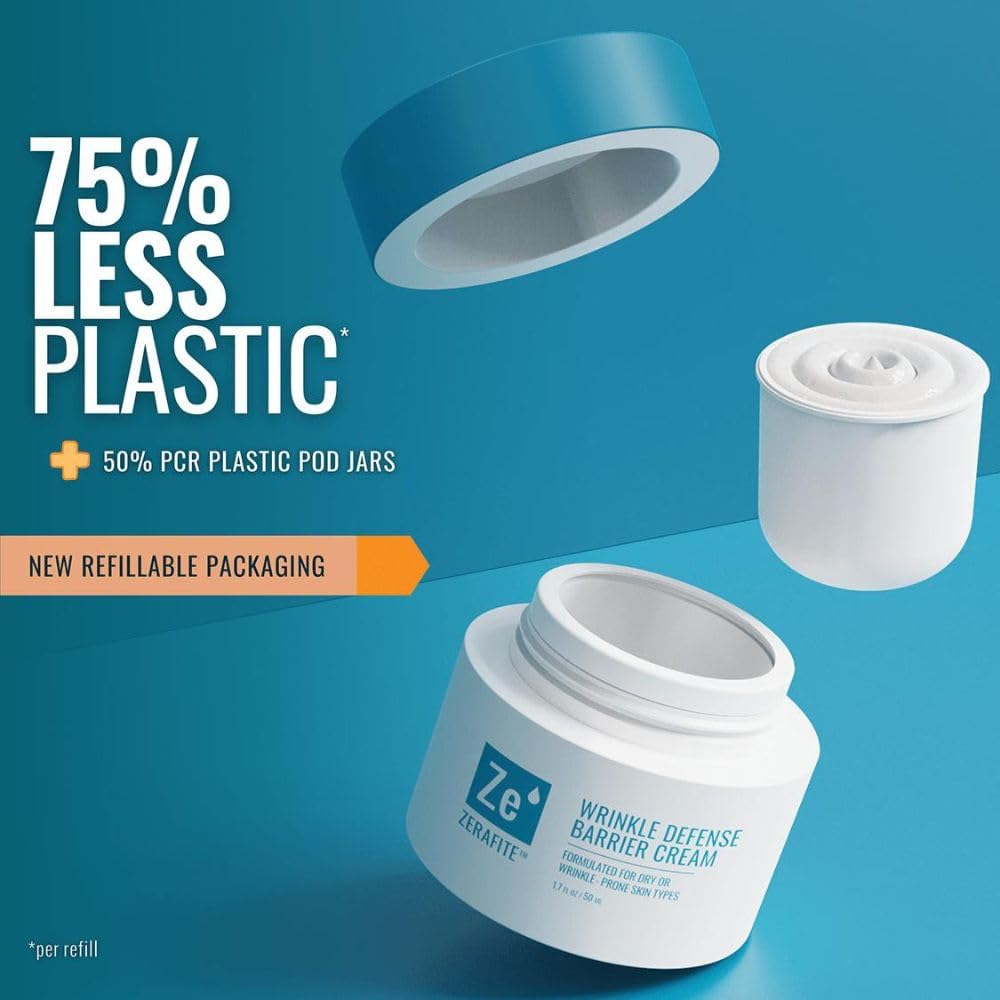 Fingertip application of ZERAFITE Wrinkle Defense Barrier Cream demonstrates gentle, fragrance-free touch