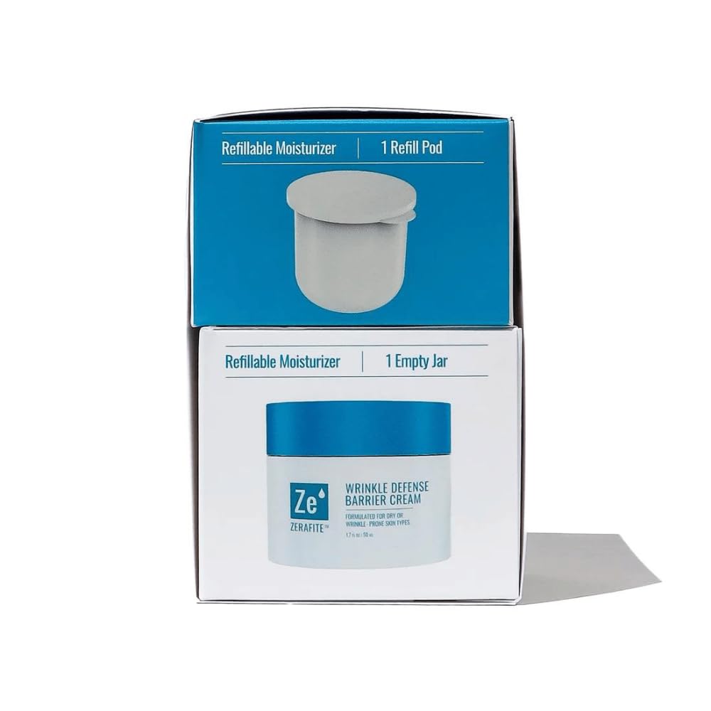 ZERAFITE Wrinkle Defense Barrier Cream packaging front view with container and refill pod