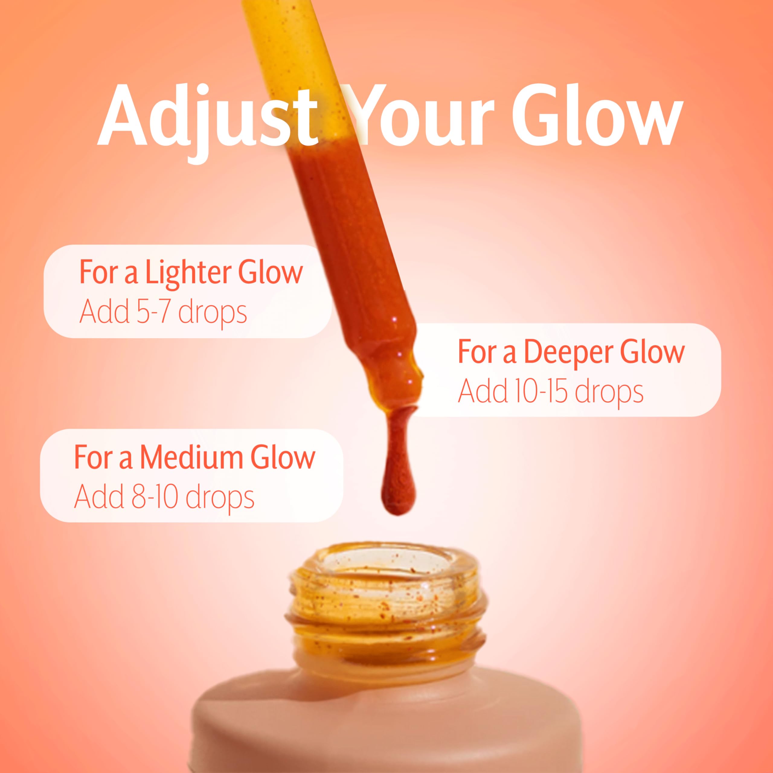 Zeria drops applied to the face producing a natural glow.