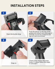 Zerika clip-on guard demonstrates quick setup for smooth length changes