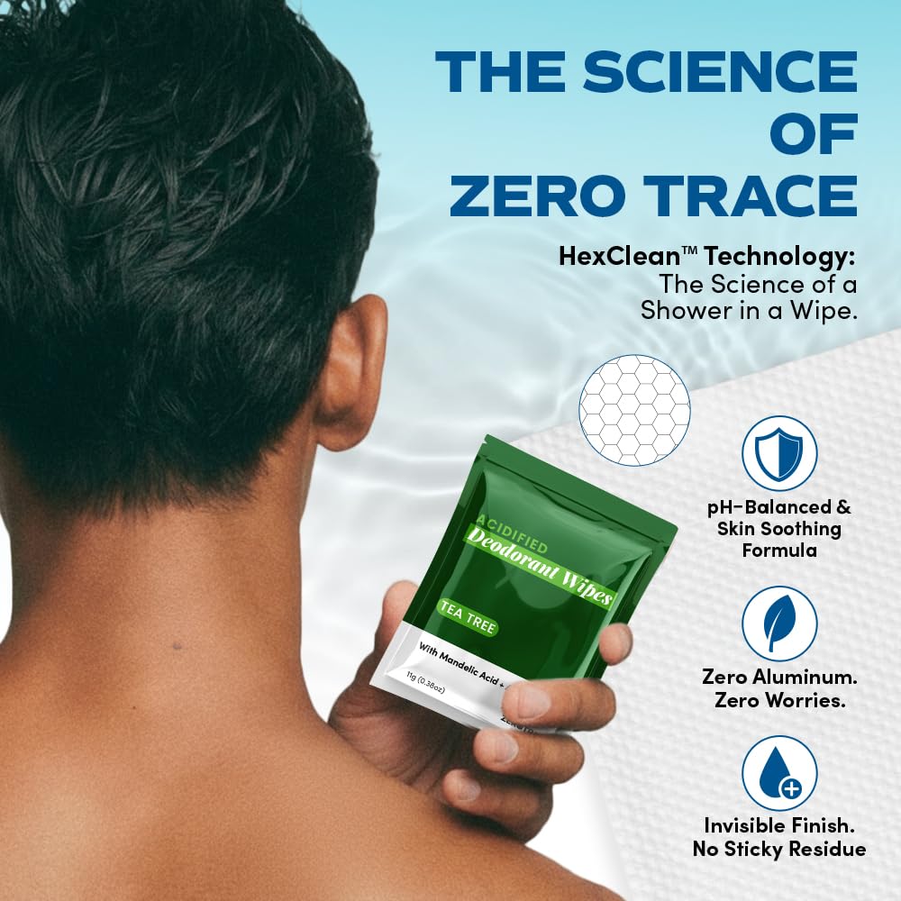 Zero Trace Travel Deodorant Wipes in a compact case ideal for gym bags.