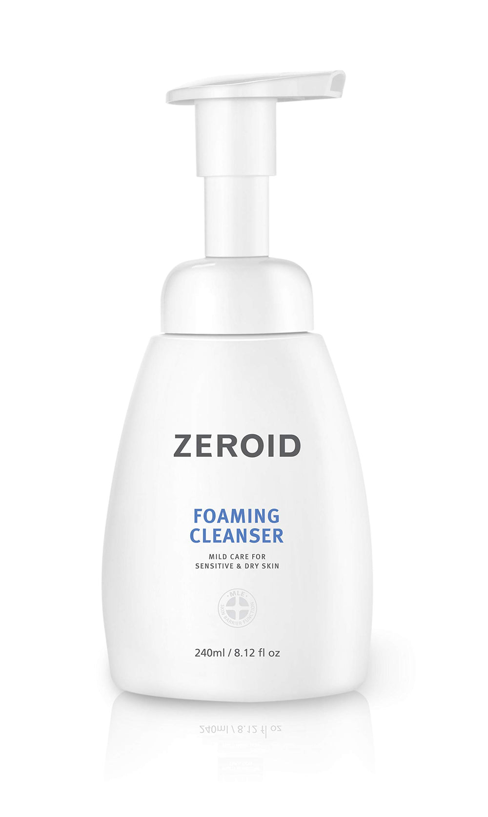 ZEROID Foaming Cleanser bottle pour shows convenient dispensing for daily use