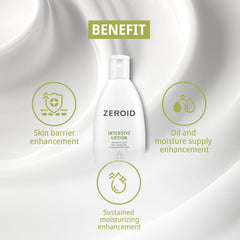 ZEROID Intensive Lotion being applied to hand for daily moisturization.
