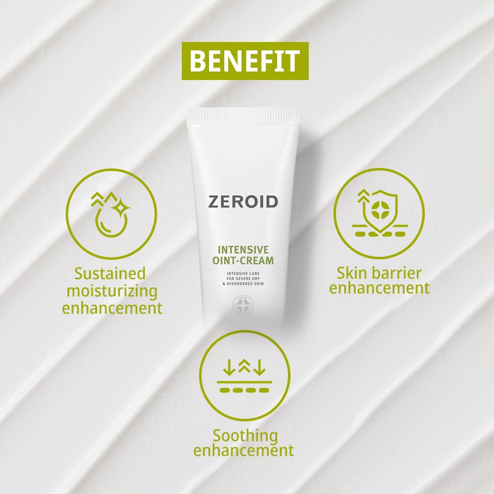 ZEROID Intensive Oint-Cream packaging box showcasing fragrance-free, safe formulation.