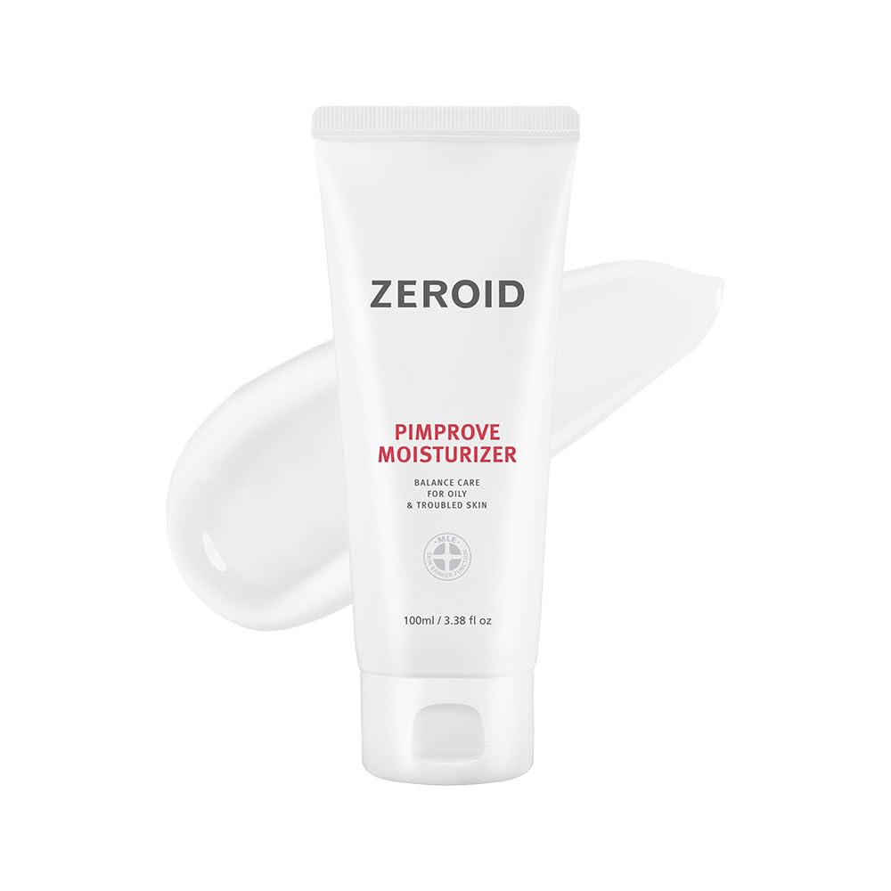 ZEROID Pimprove Moisturizer Cream texture close-up showing lightweight hydration for daily use.