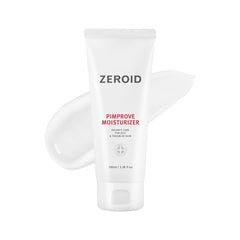 ZEROID Pimprove Moisturizer Cream texture close-up showing lightweight hydration for daily use.