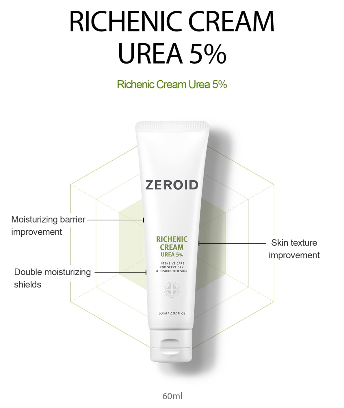 ZEROID Richenic Cream closeup shows creamy texture ideal for daily hydration.