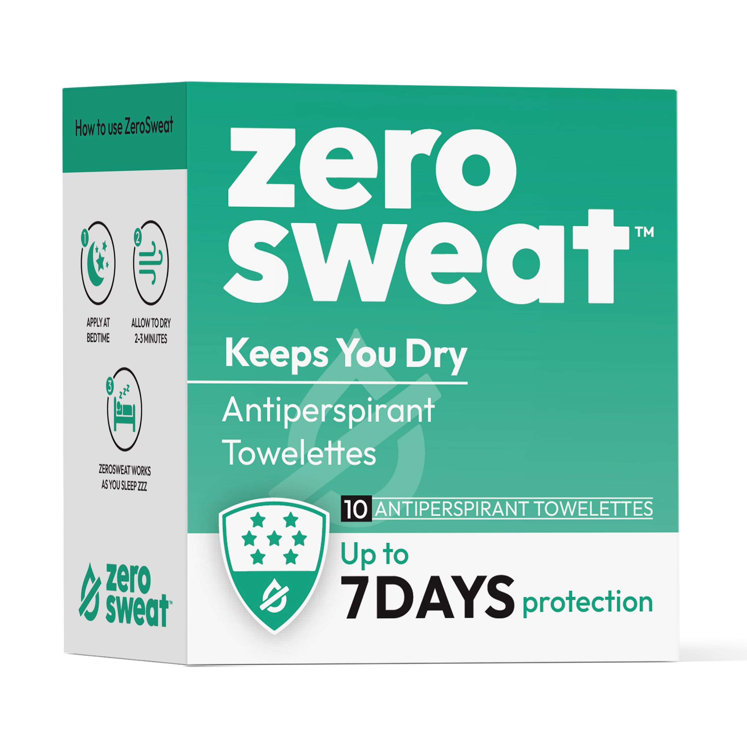 ZeroSweat antiperspirant wipes packaged for on-the-go protection against sweat