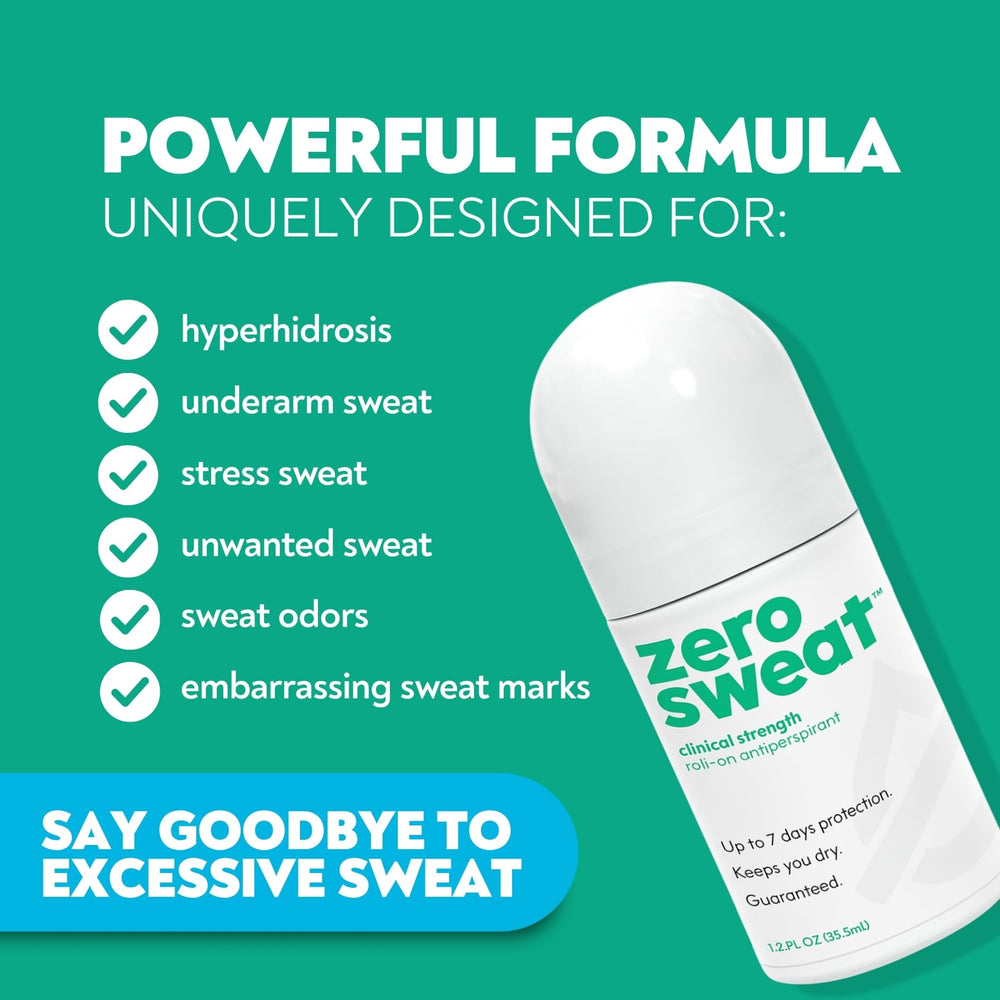 Zerosweat bottle pump application demonstrates quick underarm refresh.