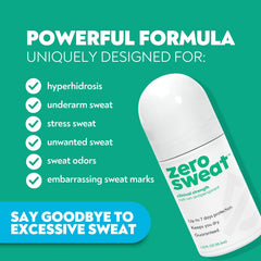 Zerosweat bottle pump application demonstrates quick underarm refresh.