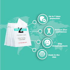ZeroSweat wipes application close-up showing quick, clean dab for dry comfort