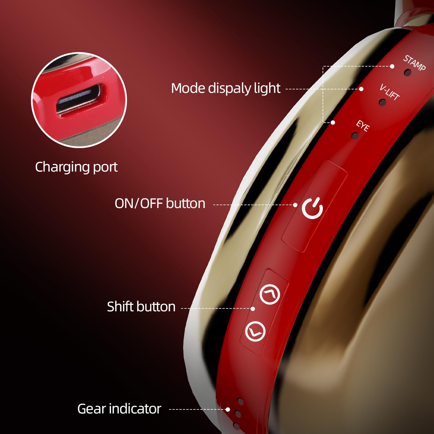 ZERREY Face Massager V-Lift Mode shown for jawline definition.
