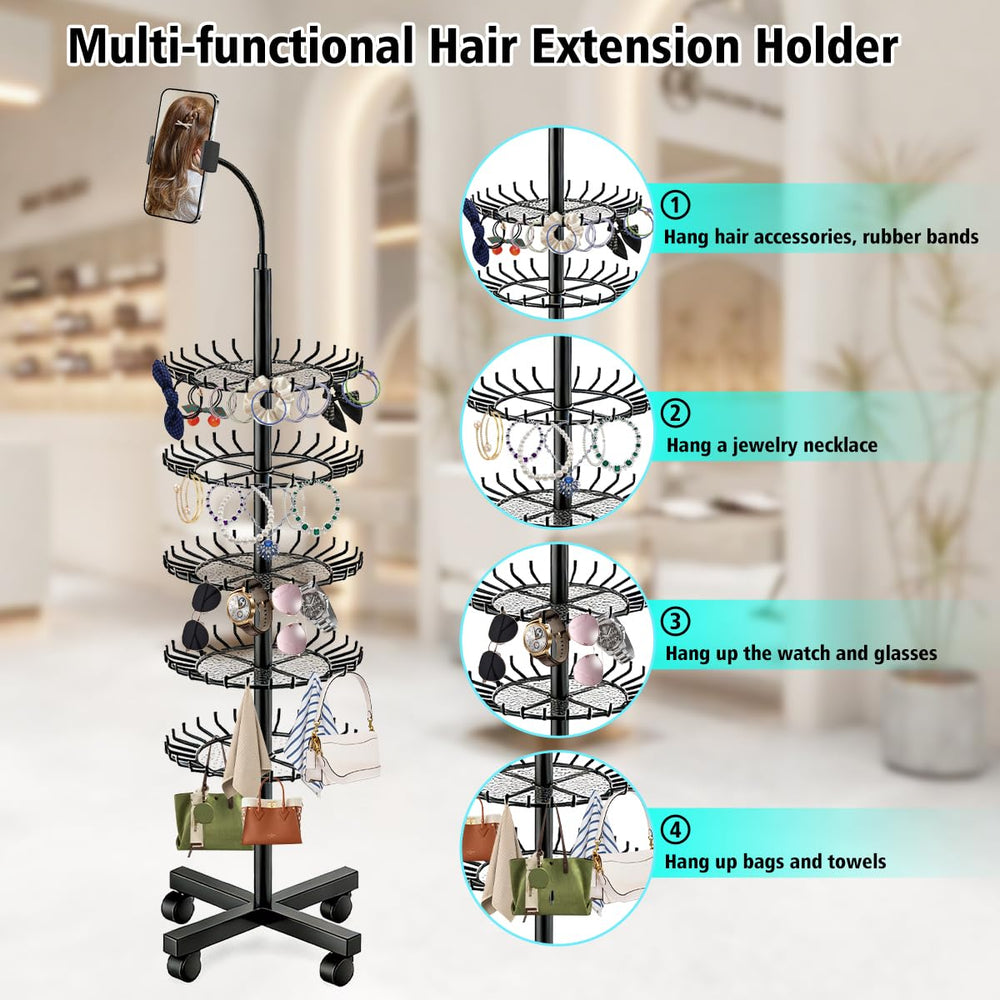 ZERTNROW braiding rack with built-in phone holder for tutorials during sessions