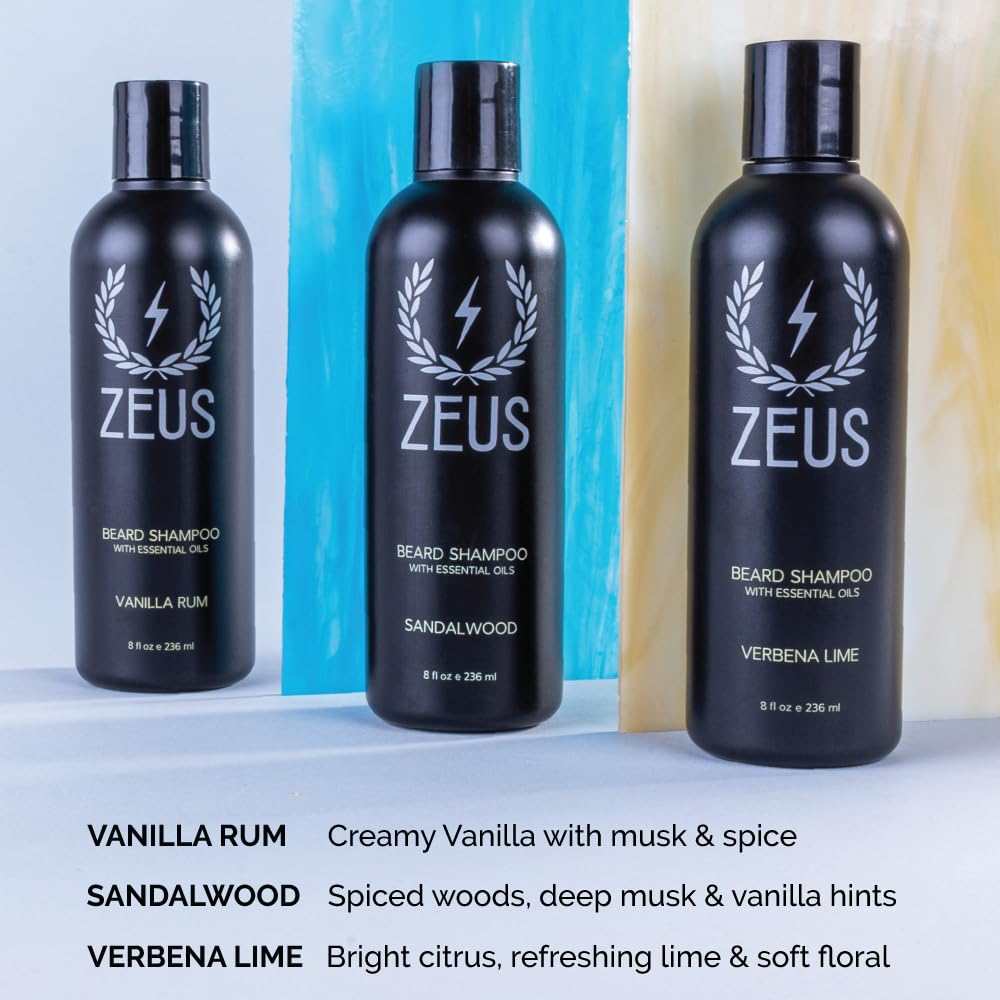 ZEUS Beard Shampoo cruelty-free stamp signals ethical grooming for mindful men.