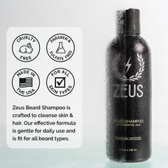 ZEUS Beard Shampoo lather texture demonstrates creamy wash that preserves moisture.
