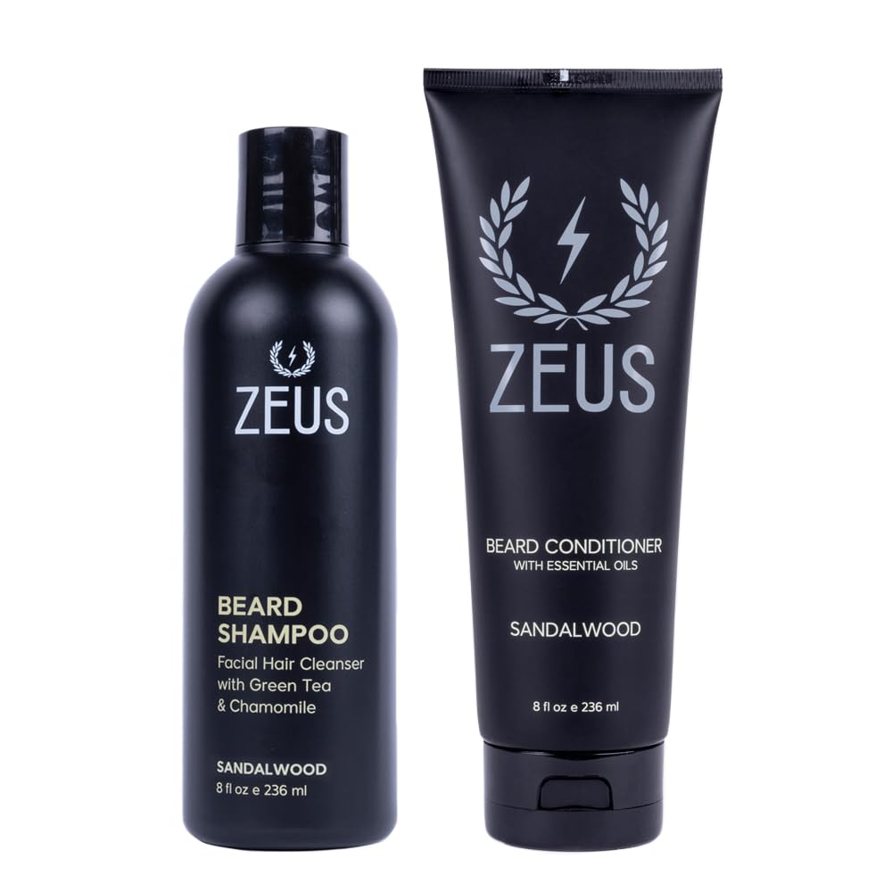 ZEUS beard wash set shampoo 8oz bottle for refreshed, hydrated beard