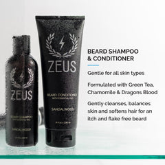 ZEUS Deluxe beard conditioner bottle for smoother, softer strands.