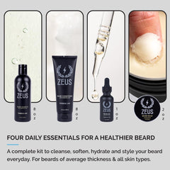 ZEUS Vanilla Rum beard shampoo bottle close-up for deep cleansing