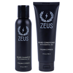 ZEUS Italian Cypress beard wash bottle with refreshing scent for daily grooming