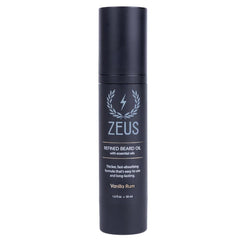 ZEUS Refined Beard Oil bottle with airless pump for precise application